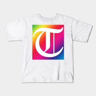 Rainbow White Letter T Kids T-Shirt